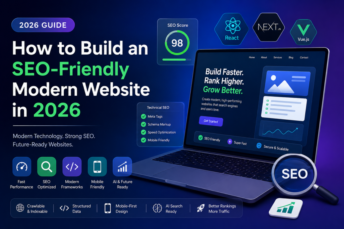 SEO-friendly modern website development using React and Next.js in 2026